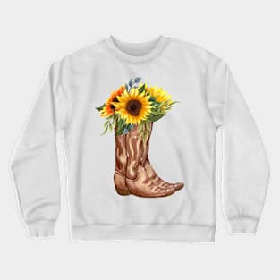 Rustic Sunflower Western Country Cowboy Boots Crewneck Sweatshirt